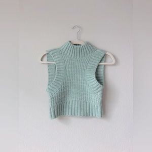 For Love & Lemons💞Mint Dominique Crop Open Back Ribbed Sweater Tank